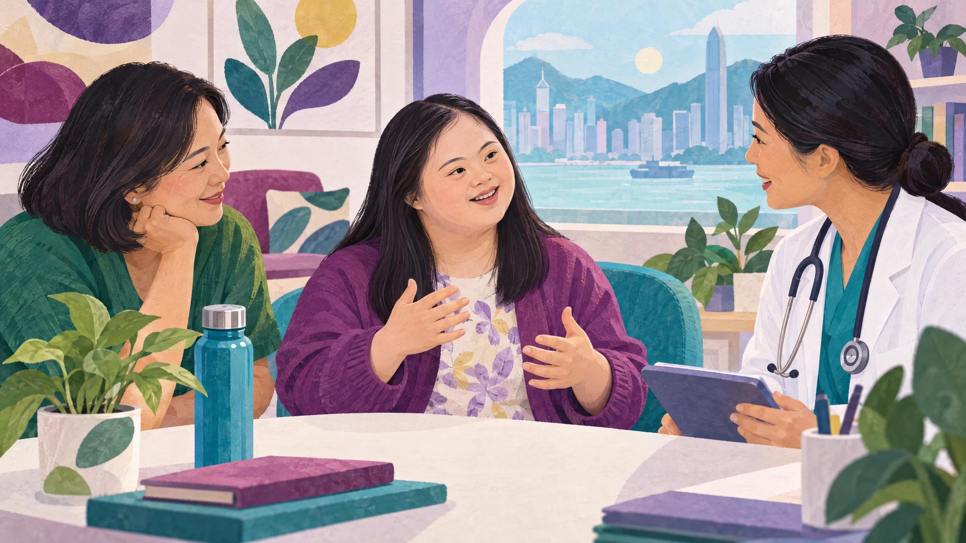 Illustration of an adult taking part in a health conversation with a chosen supporter